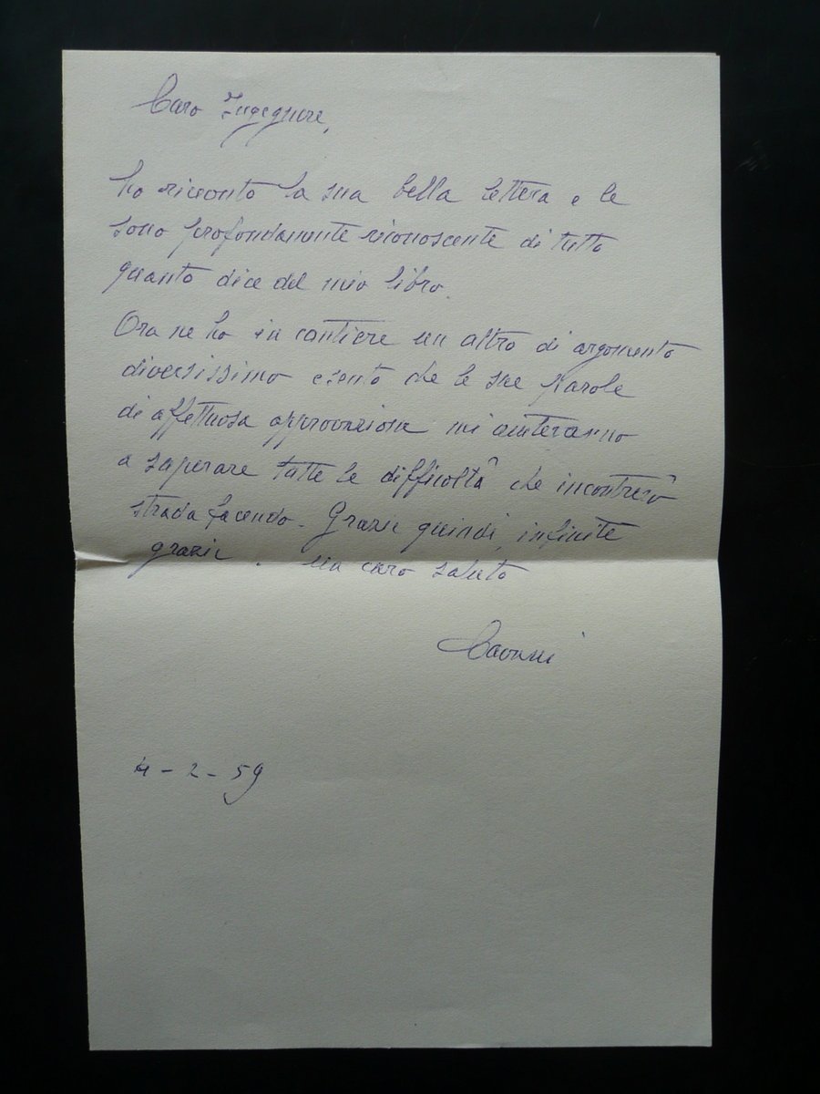 Autografo Guido Cavani Lettera 4/2/1959 Scrittore Poeta Modena Zebio Cotal