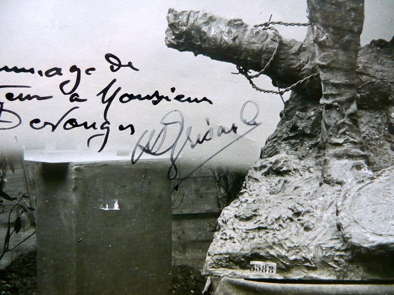 Autografo HenrÏ DesirÈ Grisard Fotografia Scultura 1921 Foto Marouteau Paris