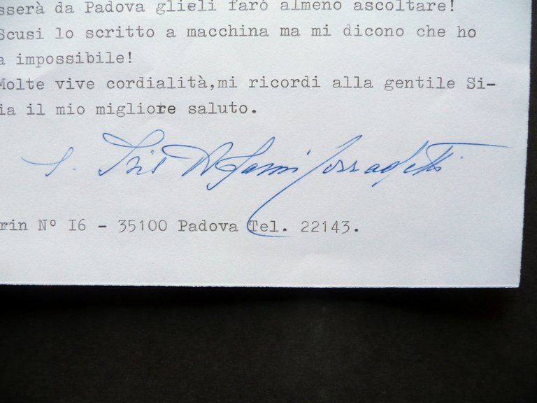 Autografo Iris Adami Corradetti Lettera Padova 21/9/1977 Soprano Lirica Musica