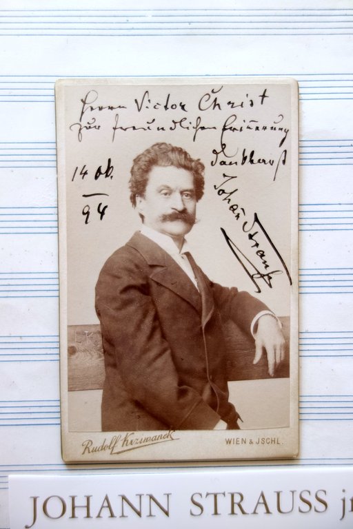 Autografo Johann Strauss Figlio Fotografia 14/10/1894 Dedica Firma Compositore