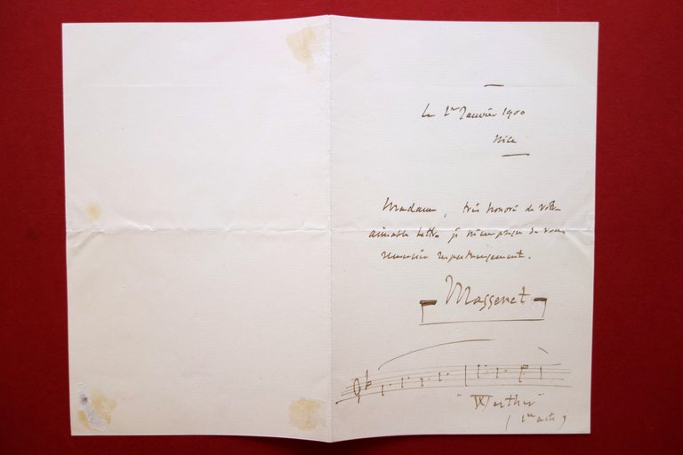Autografo Jules Massenet Lettera Rigo Musicale Werther Nizza 1900 Compositore