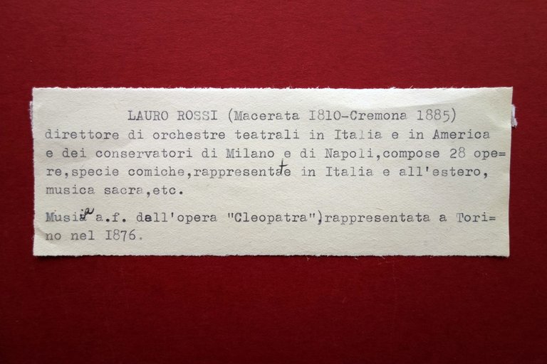 Autografo Lauro Rossi Pagina di Spartito Cleopatra Firme Cremona 15/11/1884 … | Immagine Gallery 5