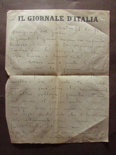 Autografo Lettera Francesco Paolo Nitti Matera 1942 Insurrezione Partito Azione