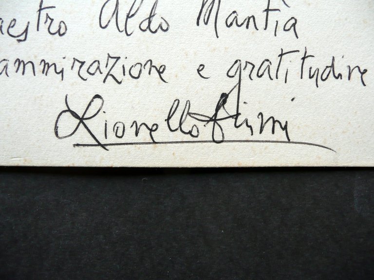 Autografo Lionello Fiumi Dedica Fotografia Aldo Mantia Pianista Verona 1963