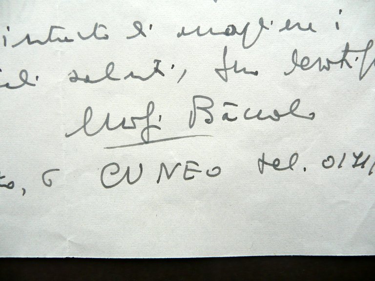 Autografo Luigi Baccolo Lettera Cuneo 30/5/1976 Savigliano Letteratura Critica