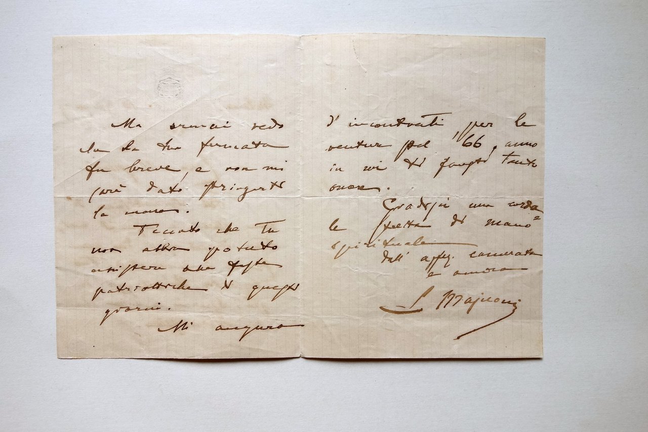 Autografo Luigi Majnoni d'intingano Lettera Senato del Regno Magnoni 1909