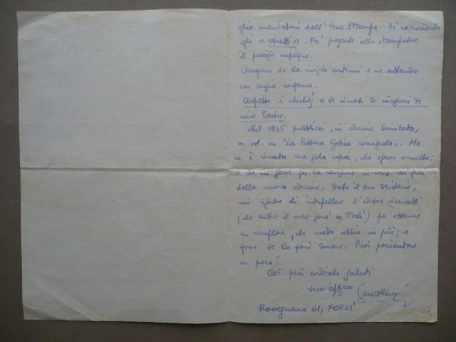 Autografo Luigi Servolini Incisore Xilografo Livorno Ravegnana ForlÏ 1950 Arte