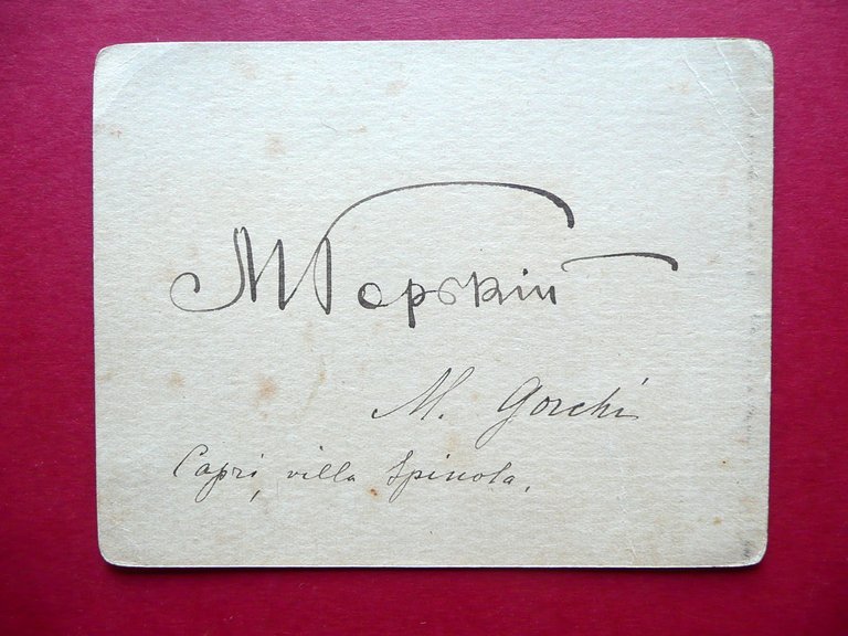 Autografo Maksim Gor'kij Biglietto Firma Capri Primo '900 Letteratura Molto …