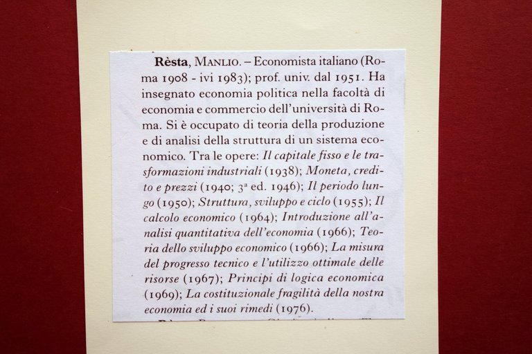 Autografo Manlio Resta Cartolina Amorth 1939 Economista Professore