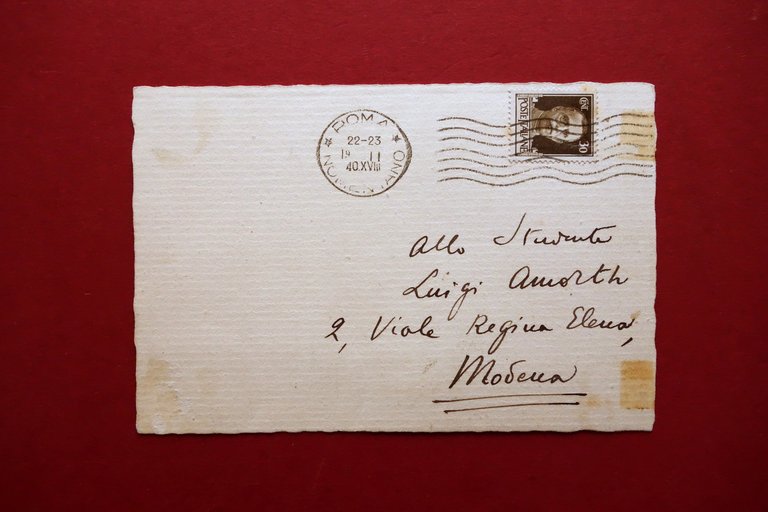 Autografo Mario Puccini Cartolina Luigi Amorth Roma 1940 Scrittore Senigallia