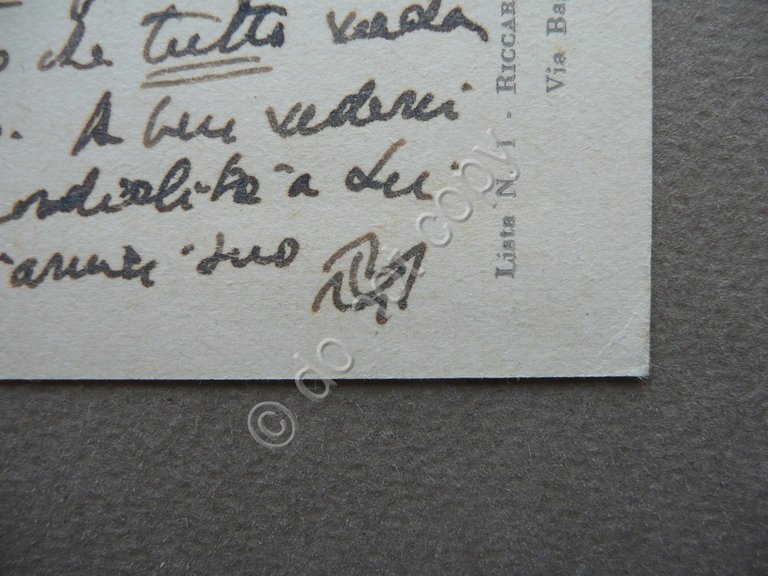 Autografo Mario Vellani Marchi Cartolina Protopremio Bagutta Milano 1952 Arte