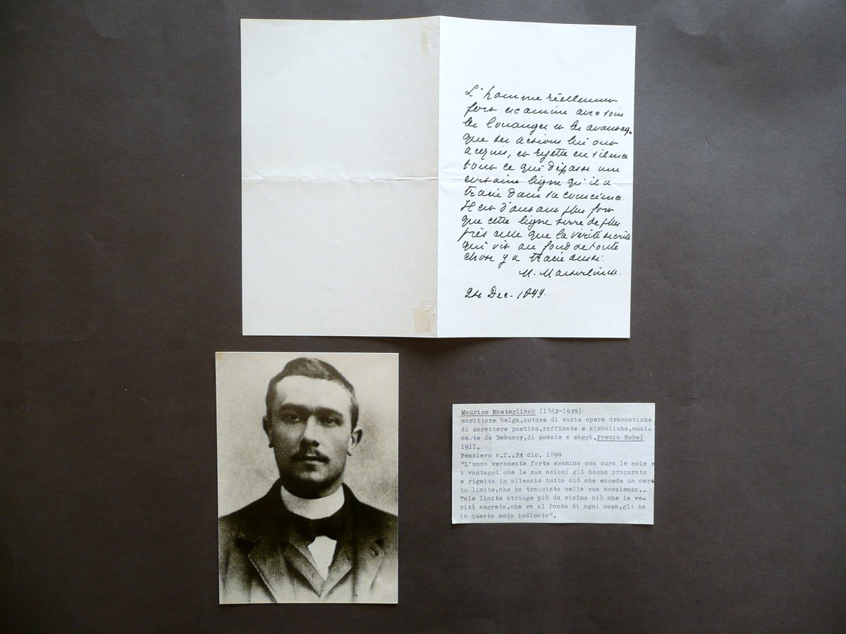 Autografo Maurice Maeterlinck Lettera Pensiero Dicembre 1899 Letteratura Nobel | Immagine principale