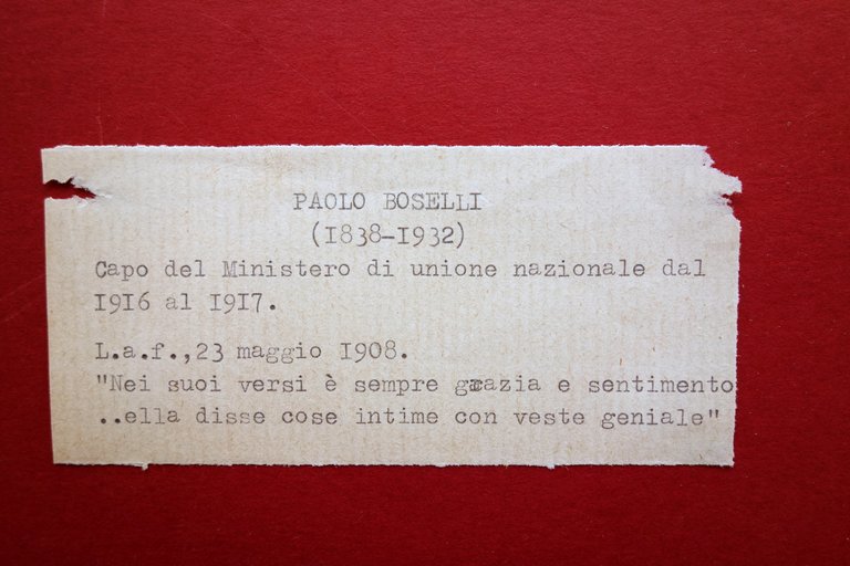 Autografo Paolo Boselli Lettera Camera Deputati Presidente del Consiglio 1908