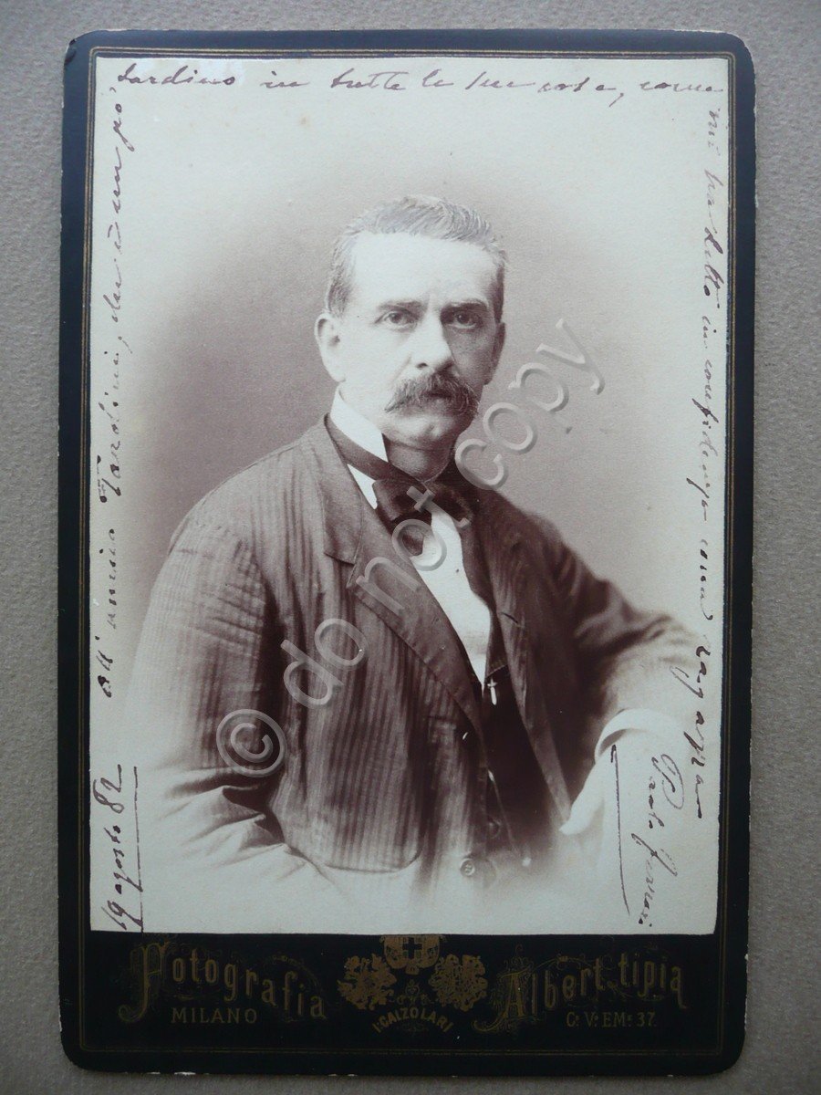 Autografo Paolo Ferrari Commediografo Modena 1882 Fotografia Teatro Tardini