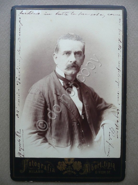 Autografo Paolo Ferrari Commediografo Modena 1882 Fotografia Teatro Tardini