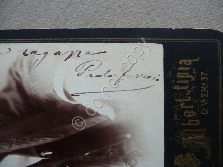Autografo Paolo Ferrari Commediografo Modena 1882 Fotografia Teatro Tardini