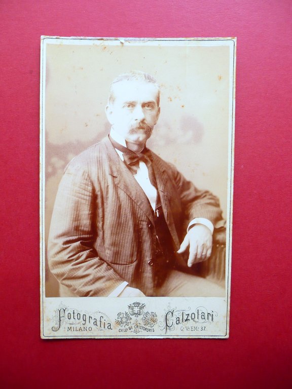 Autografo Paolo Ferrari Fotografia Calzolari Milano 1882 Teatro Letteratura