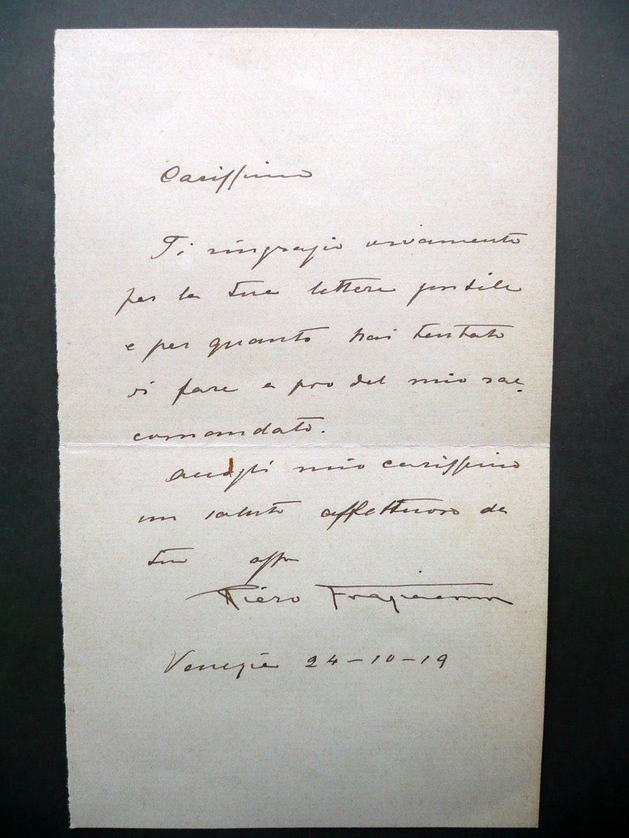 Autografo Pietro Fragiacomo Lettera Venezia 24/10/1919 Pittore Trieste Arte | Immagine principale
