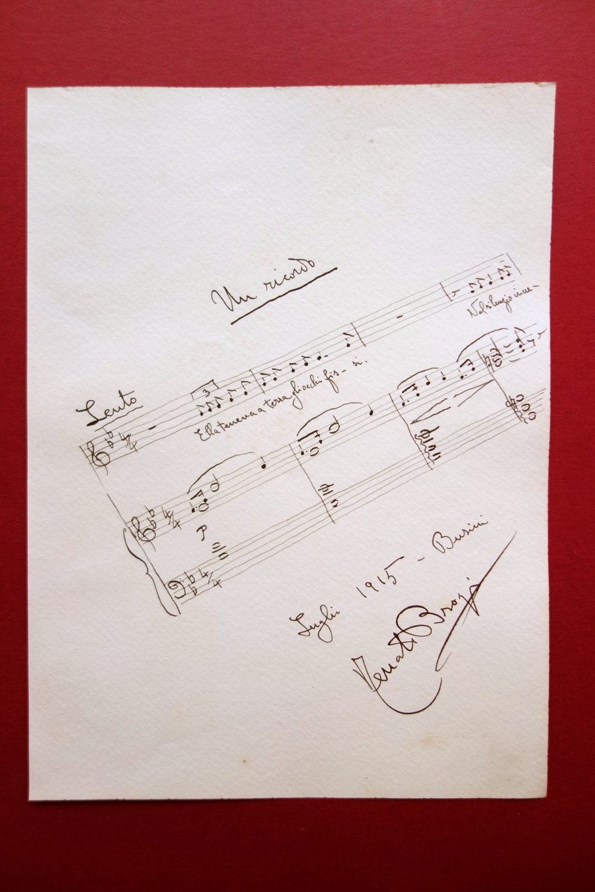 Autografo Renato Brogi Rigo Musicale Un Ricordo Luglio 1915 Busini … | Immagine principale