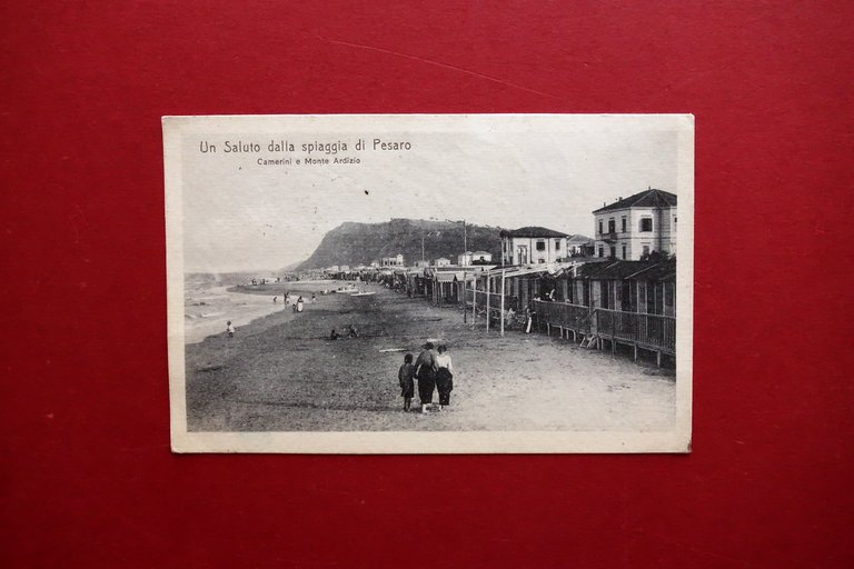 Autografo Riccardo Zandonai Cartolina Pesaro Spiaggia Monte Ardizio Compositore