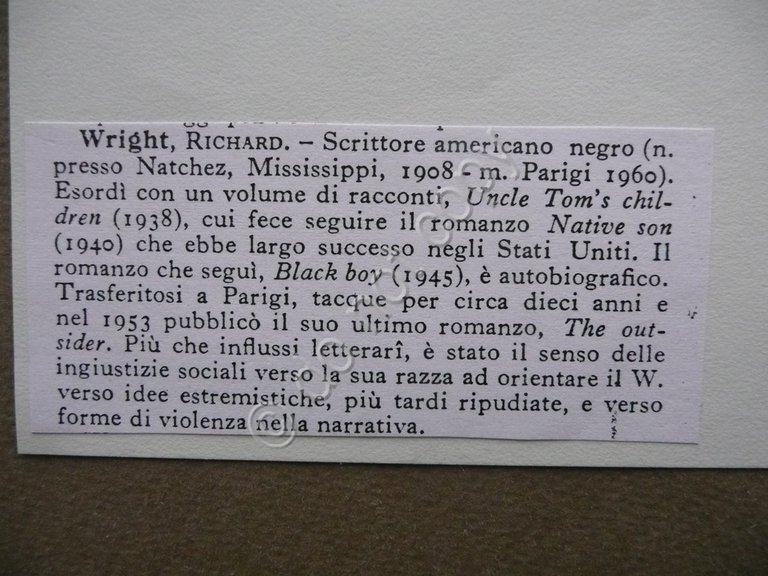 Autografo Richard Wright Ragazzo Negro Black Boy Occhietto Edizione Francia …