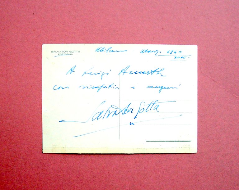 Autografo Salvator Gotta scrittore foto cartolina 1940