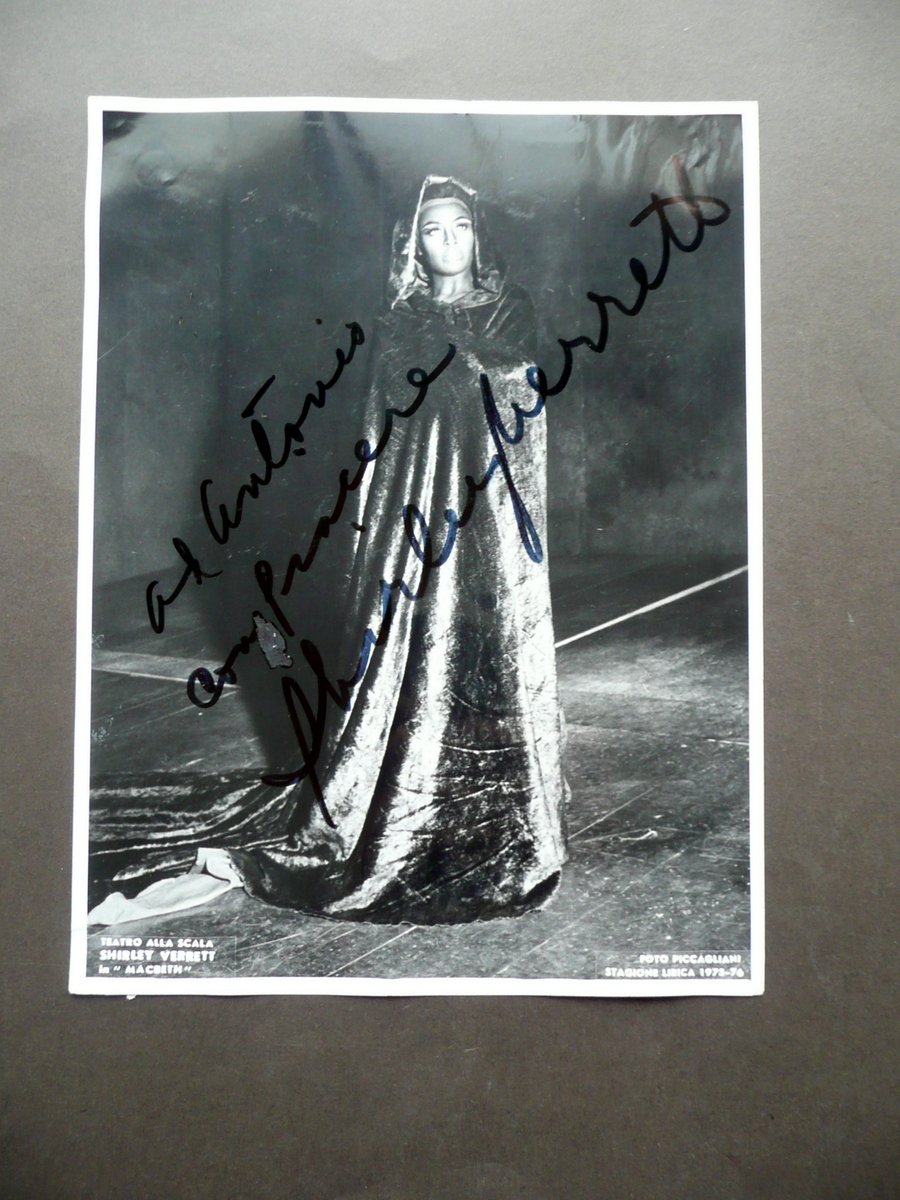 Autografo Shirley Verrett Soprano Macbeth Foto Piccagliani Scala 1975-76 Lirica