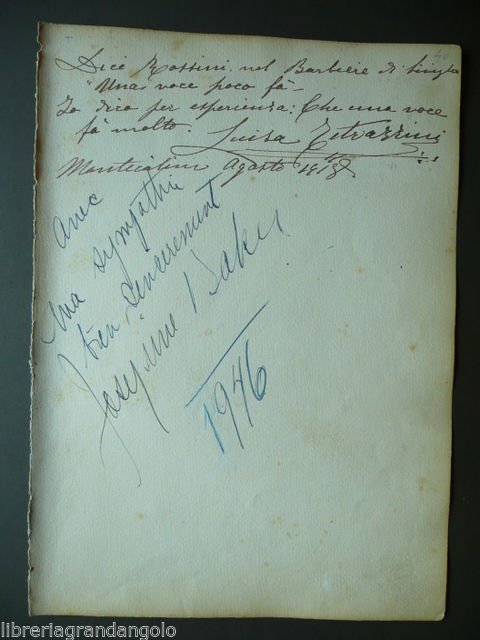 Autografo Tetrazzini Lirica 1918 Josephine Baker 1946 Danza Variet‡ Teatro