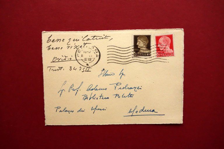 Autografo Traiano Finamore Cartolina 1936 Xilografo ForlÏ Sarsina Adamo Pedrazzi