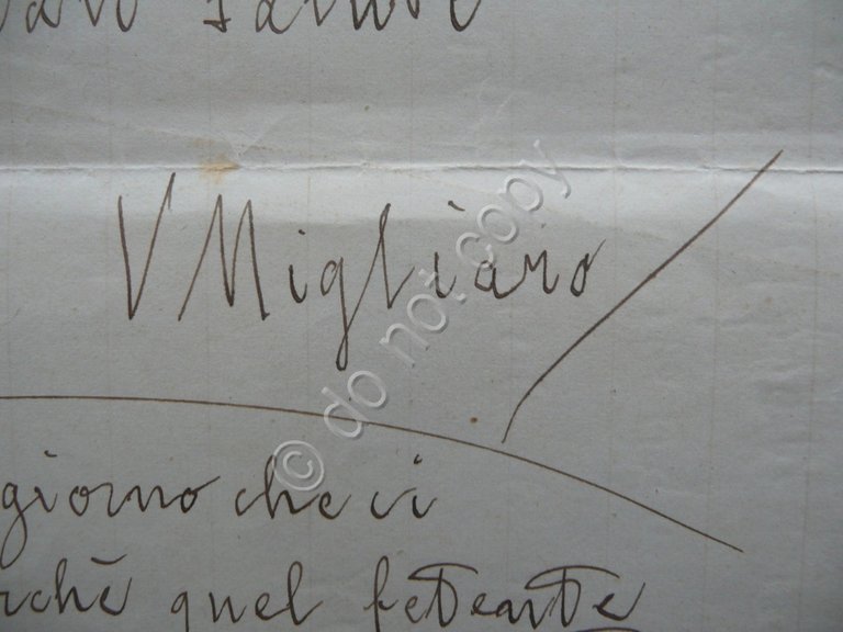 Autografo Vincenzo Migliaro Pittore Scultore Lettera Napoli Petriccione Ojetti