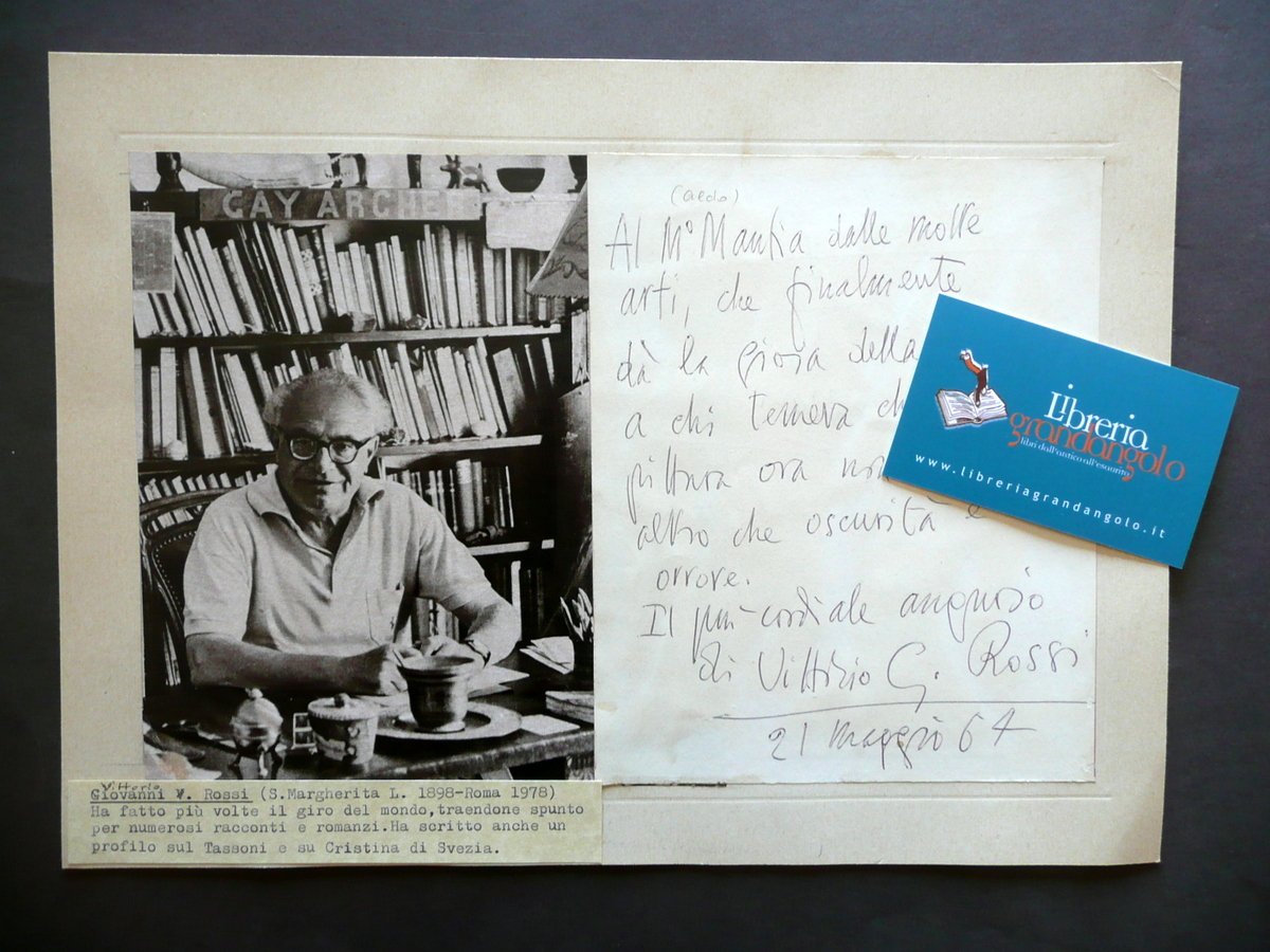 Autografo Vittorio Giovanni Rossi Lettera Aldo Mantia 21/5/1964 Giornalismo