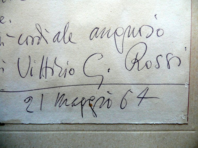 Autografo Vittorio Giovanni Rossi Lettera Aldo Mantia 21/5/1964 Giornalismo