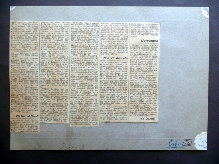 Autografo Vittorio Giovanni Rossi Lettera Aldo Mantia 21/5/1964 Giornalismo