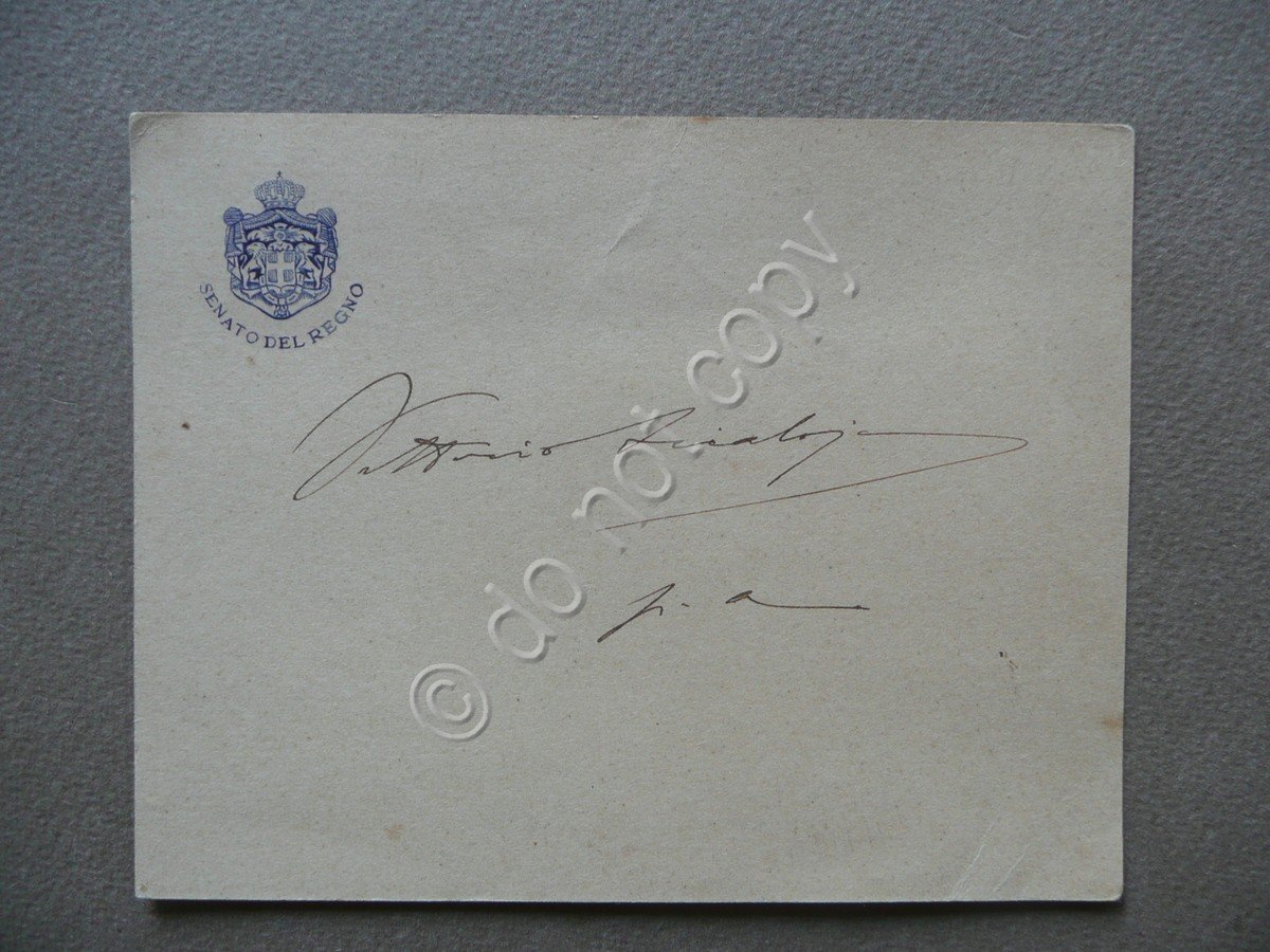Autografo Vittorio Scialoja Biglietto Politica MInistro Delegato Societ‡ Nazioni | Immagine principale
