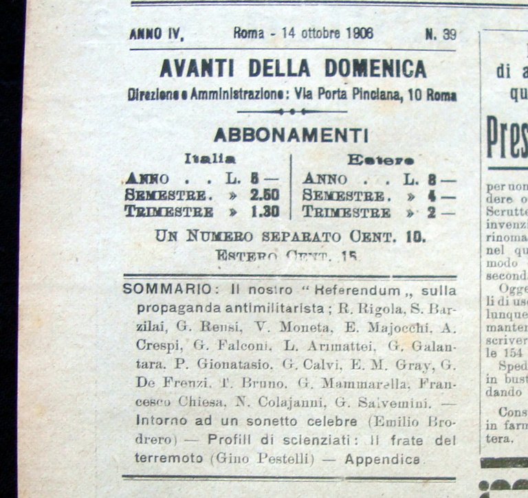 Avanti della Domenica Anno IV Numero 39 14 ottobre 1906 | Immagine Gallery 2