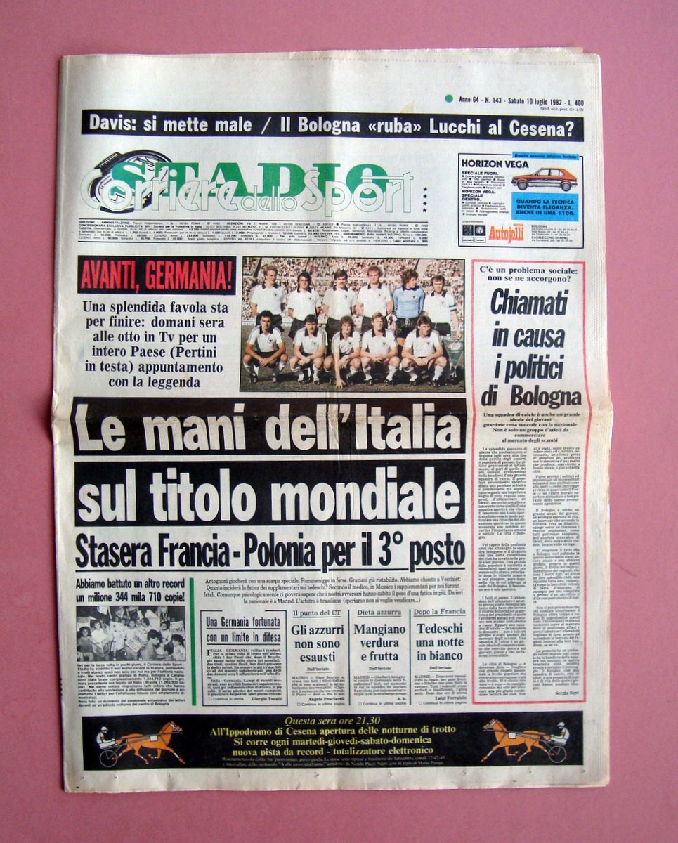 Avanti Germania Stadio 10 luglio 1982 numero completo | Immagine principale