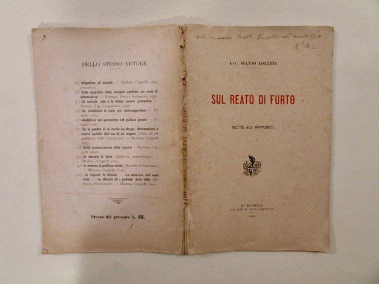 Avv. Silvio Lollini Sul Reato di Furto Cappelli Modena 1900 … | Immagine Gallery 2