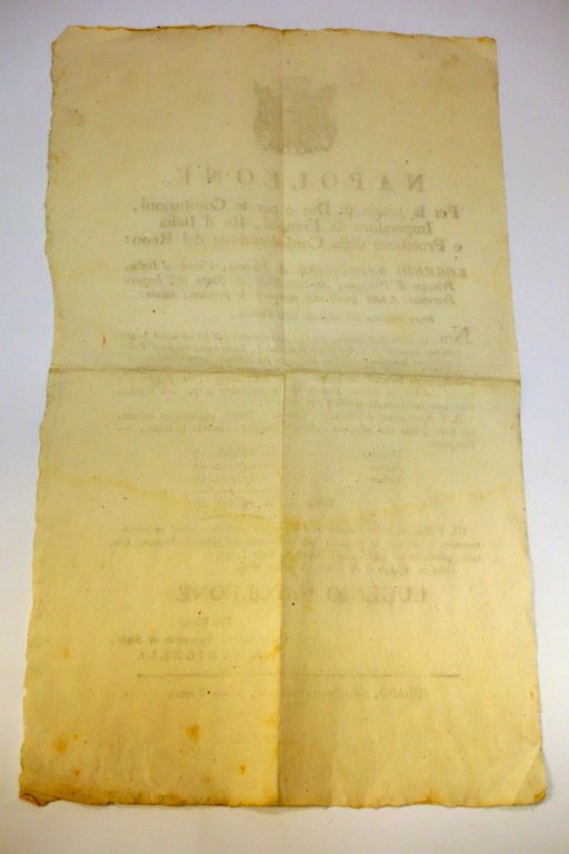 AVVISO NAPOLEONE IMPOSTA PREDIALE DIPARTIMENTO METAURO MUSONE TRONTO 1809