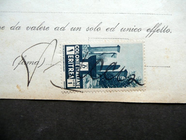 Banca d'Italia Ricevuta Pagamento Addis Abeba Etiopia Francobollo Eritrea 1937