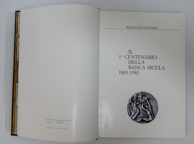 BANCA SICULA PRIMO CENTENARIO 1883-1983 OTTIMO NUMERATO TRAPANI SICILIA 1982 | Immagine Gallery 3