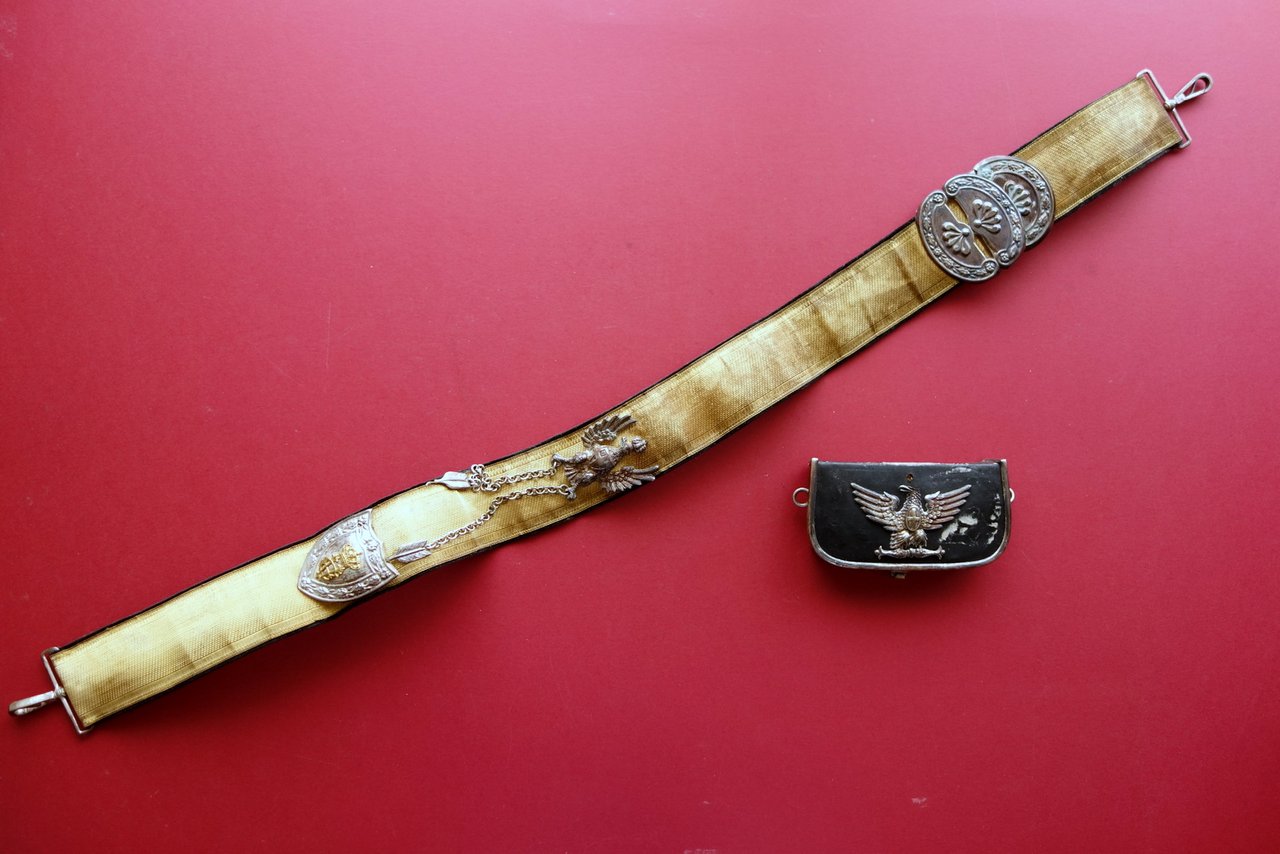 Bandoliera Giberna Completa Primo Novecento Fregi Metallici Savoia Originale