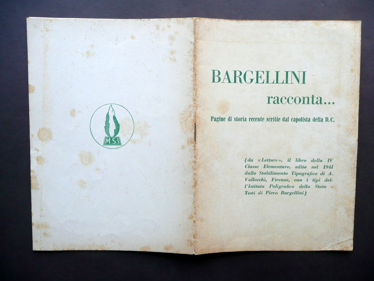 Bargellini Racconta. Letture Libro IV Classe Ventennio MSI Politica Anni … | Immagine principale