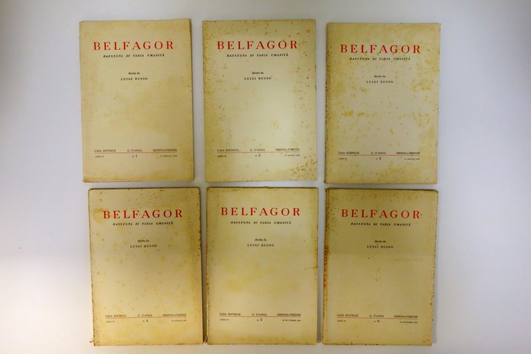 Belfagor Rassegna di Varia Umanità 1956 1957 1962 Tre Annate …