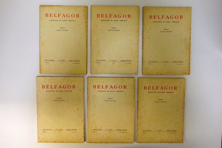Belfagor Rassegna di Varia Umanità 1956 1957 1962 Tre Annate …