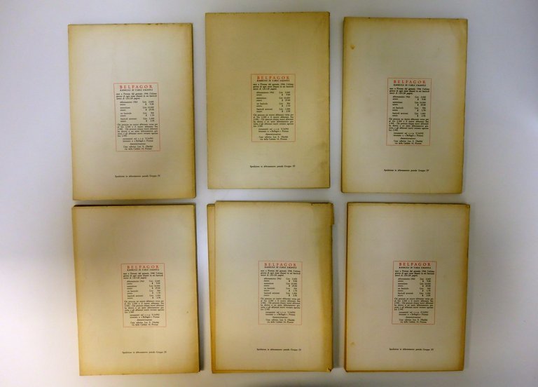 Belfagor Rassegna di Varia Umanità 1956 1957 1962 Tre Annate …