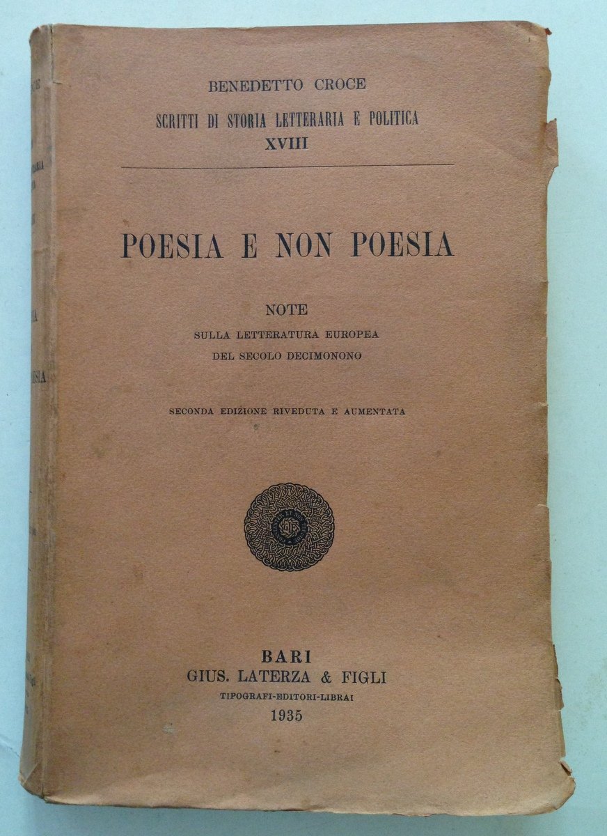 Benedetto Croce Poesia e Non Poesia Note Letteratura Europea Secolo …
