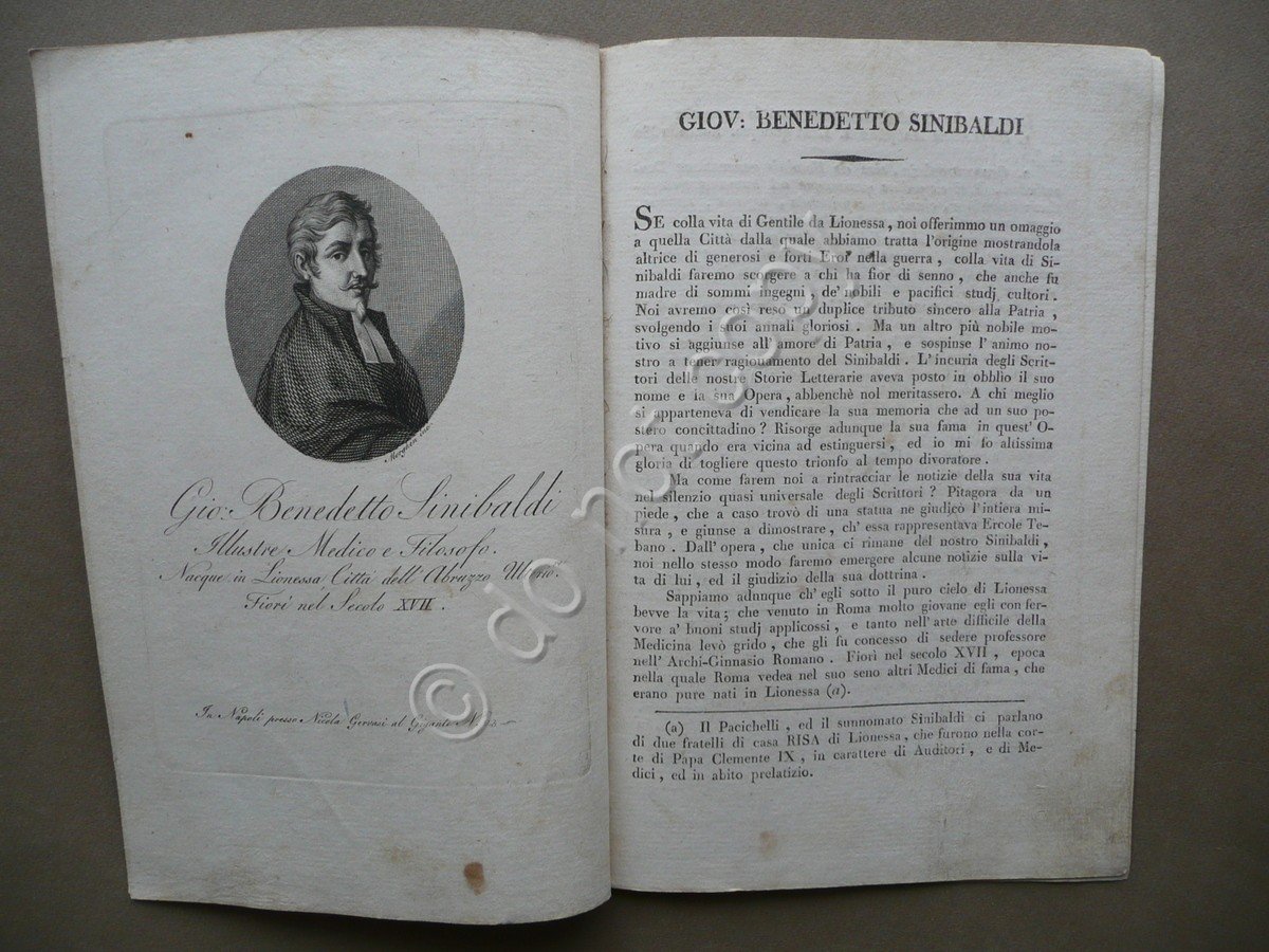 Benedetto Sinibaldi Medico Filosofo Biografia Ritratto Gervasi Napoli Lionessa