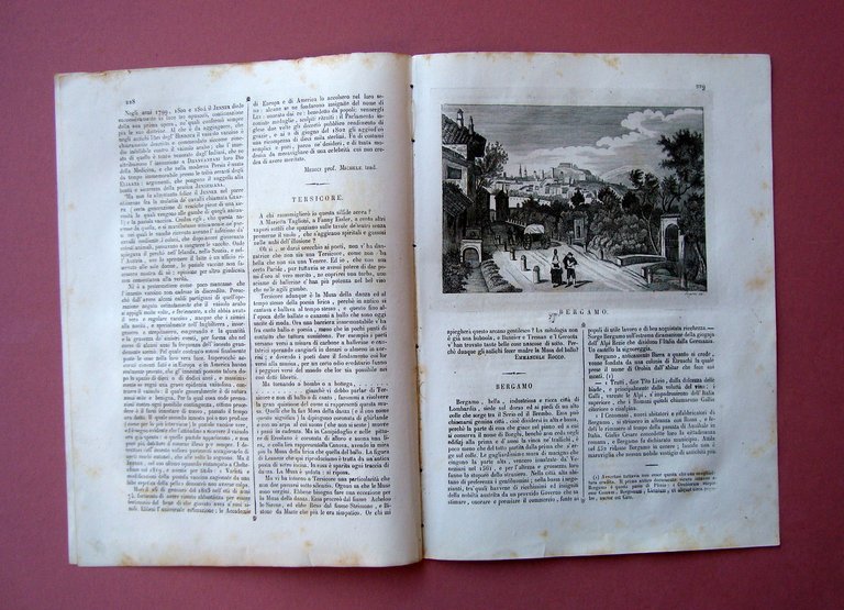 Bergamo incisione+articolo Rivista L'Ombibus Pittoresco N 29 Napoli 1839 | Immagine Gallery 2