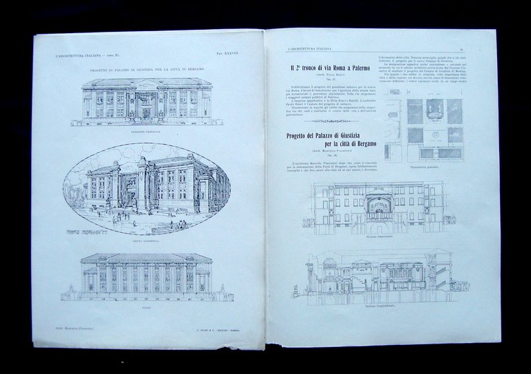 Bergamo Palazzo Giustizia Piacentini L'Architettura Italiana Anno XI n 10 …