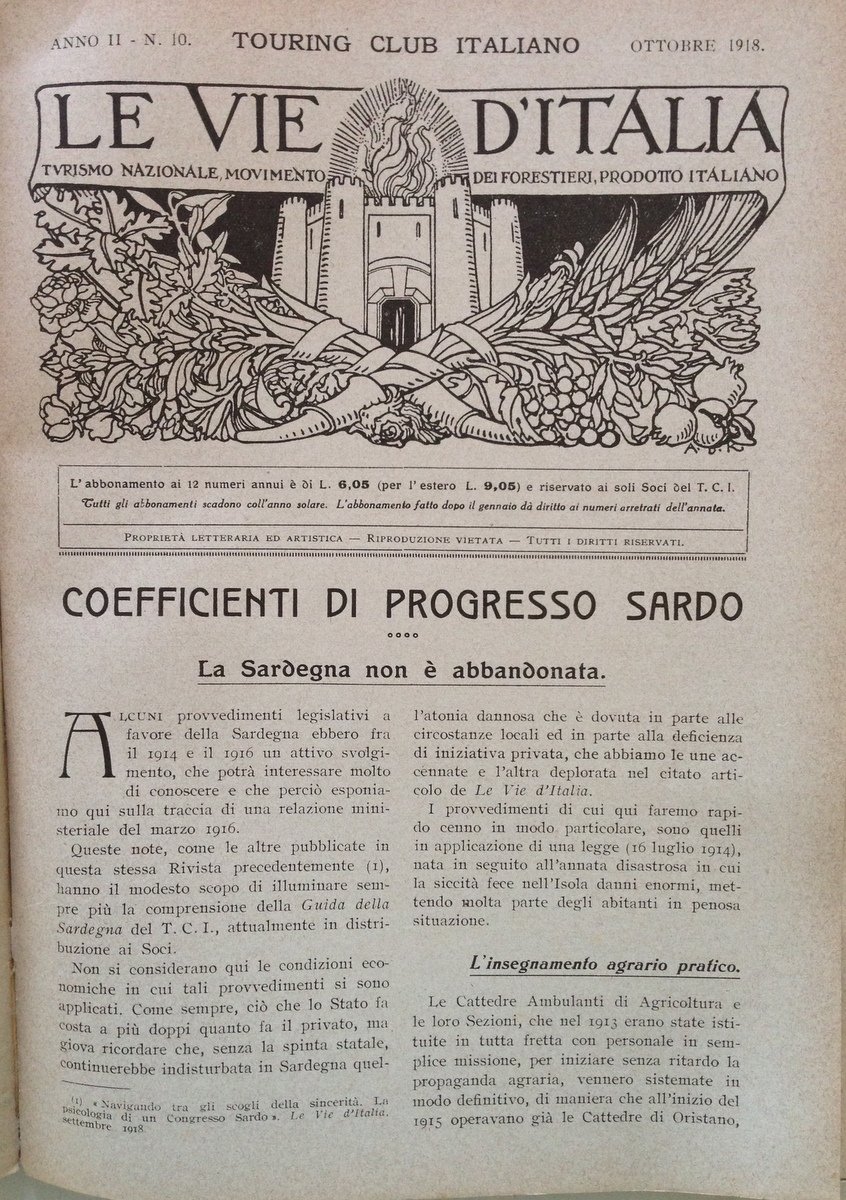 Bertarelli La Sardegna Non Ë Abbandonata Vie d'Italia Touring Ottobre … | Immagine principale